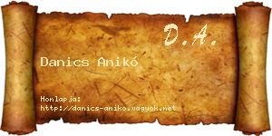 Danics Anikó névjegykártya